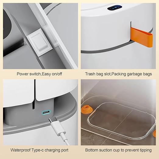 MOPALL 3.5 Gallon Motion Sensor Bathroom Trash Can with Automatic Lid | Air-Suction Bag System, Dog-Proof Design, Anti-Tip Base, Ideal for Bathroom, Bedroom, Office & Small Spaces