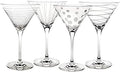 Mikasa Cheers 10-Ounce Martini Glasses, Fun Etched Designs, Durable Clear Glass Cocktail Glassware, Set of 4, Perfect for Entertaining and Gifting