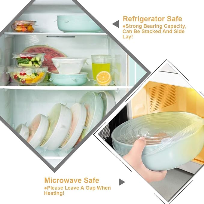 LELE LIFE 4 Pack Same Size Silicone Stretch Lids, Thicker Reusable Sturdy Silicone Container Cover, Expandable Food Storage Covers, Dishwasher and Freezer Safe, 3.75in(9.5cm)