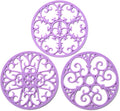 Silicone Trivet Mat - Non-Slip & Heat Resistant Kitchen Pads for Countertops & Table - Trivets for Hot Dishes & Cookware - Pot Holder for Pots & Pans - Light Purple, Set of 3