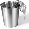 Newness 3-Pack Stainless Steel Measuring Cups Set, Metal Measuring Cup | (3 Marking, Cup/ML/Oz Scale) (2, 3 & 4 Cup) Metal Measuring Cup with Handle For Prepping, Baking and Cooking, Dishwasher