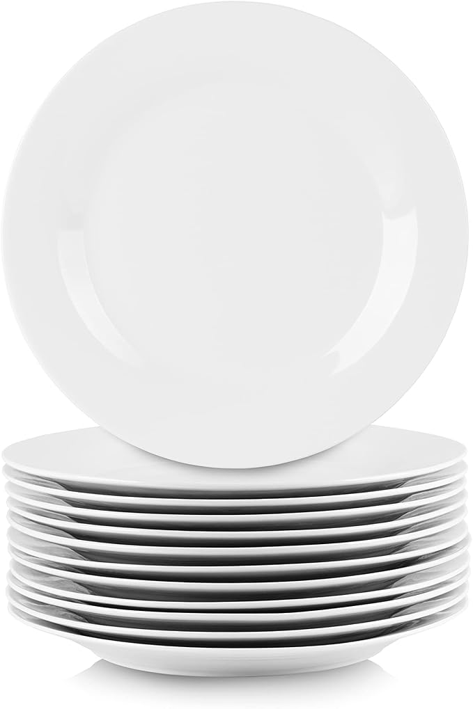 10 Strawberry Street 10.5" Catering Round Dinner Plate, Set of 12 , White