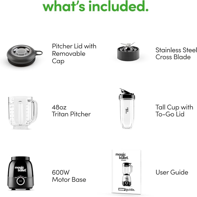 magic bullet Combo Blender, 48oz Pitcher, Blending Cup, Simple Speed Dial – MBF50200AK