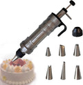 Dessert Decorating Piping Syringe Set Cake Decorating Tool | Cookie Gun Press, 6 Piping Icing Nozzles, For Baking, Cupcake, Deviled Eggs, Icing Decoration Gun, Frosting Piping Kit