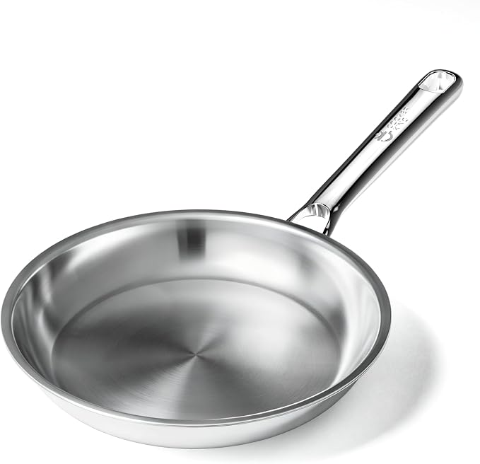 COOKER KING 8 Inch Stainless Steel Frying Pan, Small Omelette Pan | Induction Pan, Rivetless & Non-Toxic, Fast & Even Heating, Oven & Dishwasher Safe, Metal Utensil Safe, Perfect for Eggs