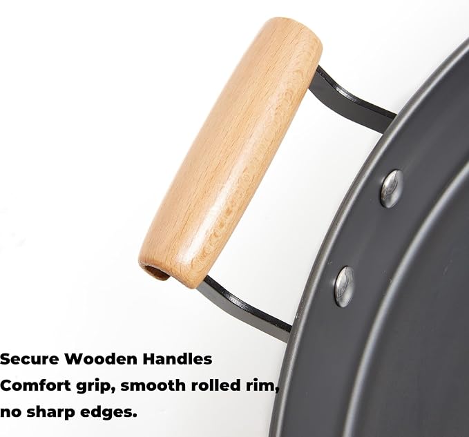 Disco para Cocinar Discada, 20 in Carbon Steel Mexican Wok | Concave Pan With Double Handles, For Tacos, Enchiladas, Fish Frying And Outdoor-Style Cooking, Pan Only