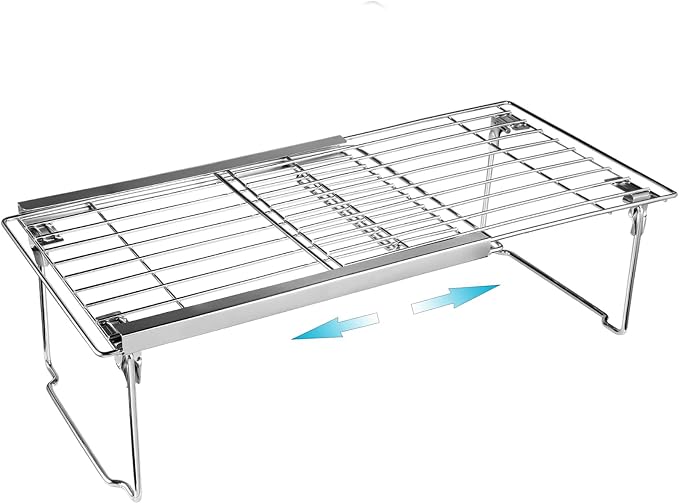 Orgneas Expandable Freezer Shelf Cooler Shelf Organizer 15.8"-22" | Thickened Heavy Duty Cabinet Shelf Riser Rack Organizer and Storage for Kitchen Pantry Refrigerator