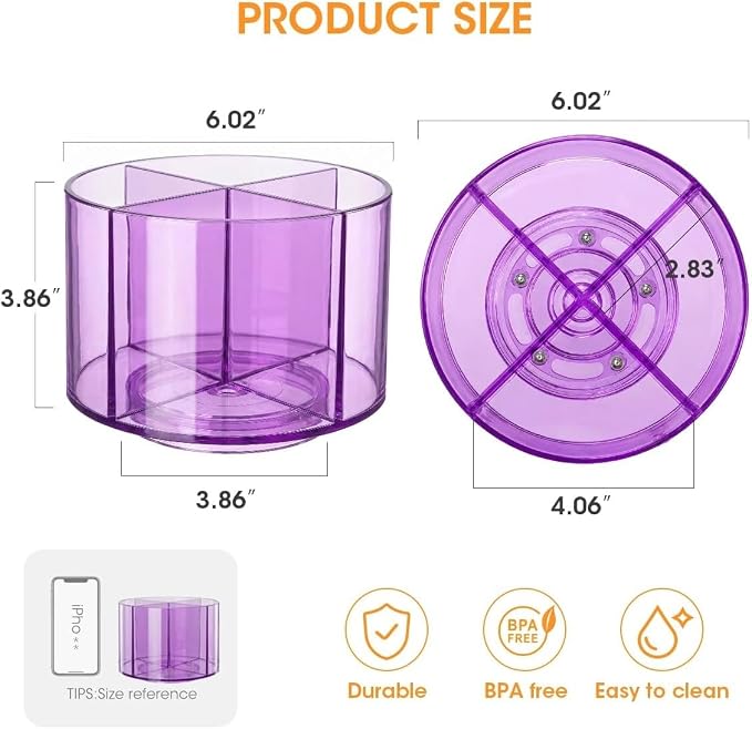 AIEVE Purple Drink Packet Organizer, Water Packet Organizer for Powdered Drink Mix, 360° Lazy Susan Turntable Rotating Tea Bag Holder for Kitchen Organization