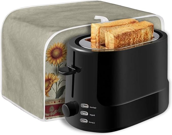 Chicken Sunflower Pattern Toaster Cover 2 Slice Dustproof Toaster Bread Maker Cover Small Kitchen Appliance Fingerprint Protection Kitchen Decor