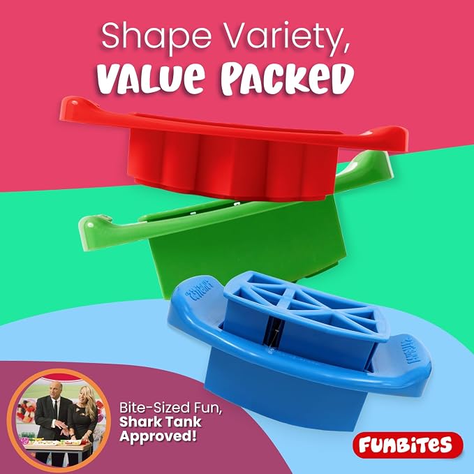 FunBites Sandwich Cutter for Kids Lunch, Crustless Bento 2-Pc Set, 3 Pack