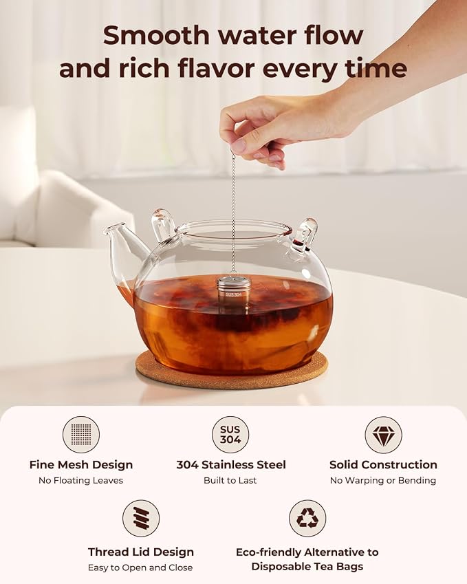 2 Pack Reinmoson 304 Stainless Steel Tea Infuser for Loose Leaf Tea | 1.58” x 2.2” Extra Fine Mesh Tea Strainers Ball, Threaded Lid, Loose Leaf Tea Steeper for Black Tea, Rooibos, etc