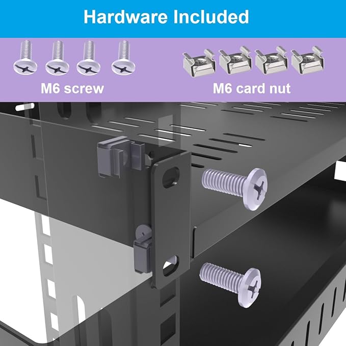 1U Universal Server Rack Shelves - 10" Deep, Steel Vented Cantilever Rack Tray for 19" Equipment, Black (10 inch) (Pack of 2)