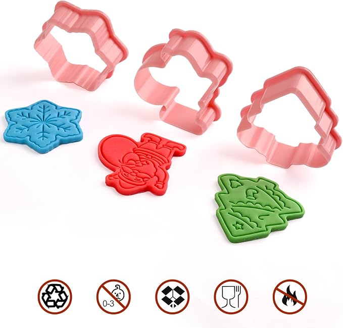 8Pcs Christmas Cookie Cutters with Plunger Stamp Set,Christmas Biscuit Mold | Different Shapes, Rich Textures, Gingerbread Boy/Girl Snowman Santa Claus Snowflake Christmas Tree Reindeer Cookie Cutters