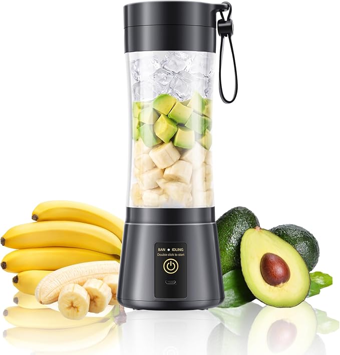 Mini Portable Travel Smoothies Blender - 380ML Personal Size Blender | BPA Free Traveling Cup & 6 Blades, Powerful Blending Small Blender Convenient to Squeeze Juice in Travel Sports Picnic