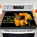 Sunflower Butterfly Glass Stove Top Cover Protector Retro Floral Plant Glass Cooktop Protector,Inspirational Quotes Cooktop Mat Electric Stove Cover Vintage Kitchen Decor