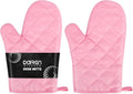 Heat Resistant Thick Cotton Oven Mitts Set, 11 Inch, Pink | Soft Quilted Lining, Strong Grip Potholders for Hot Pans and Oven, Kitchen Mitt Pair Protect Hands, Cooking Baking BBQ Gloves