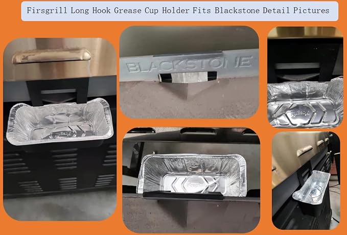 Firsgrill Professional Replacement Blackstone Griddle 17, 22, 28, 30 & 36 inches Grease Cup Foil Tray pan (Long Hook)