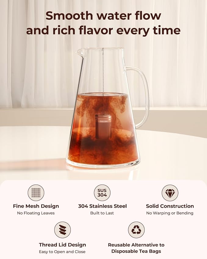 2 Pack Reinmoson Large Tea Infuser for Loose Tea & Spice Ball for Cooking | 2.1” x 2.9” Extra Fine Mesh Large Tea Strainers, 304 Stainless Steel Loose Leaf Tea Steeper for Black Tea, Rooibos, etc