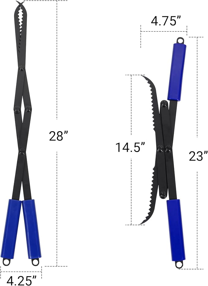 Firewood Tongs 28in Heavy Duty Solid Steel | Grizzly Grabber, Fire Tongs for Fire Pit, Bonfire Campfire, Outdoor Indoor Log Grabber, Rustproof, Safely Moves Firewood