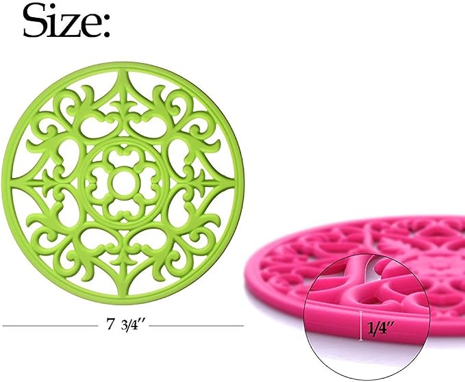 ME.FAN Trivets for Dishes/Pots/Pans, 3 Pcs Silicone Mats, Flexible/Durable/Non Slip Hot Pads to Protect Table and Counter Top (Black)