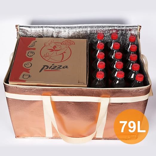 Bodaon XXX-Large Commercial Food Delivery Insulation Bag, Gold, 1-Pack | Insulated Pizza Delivery Bags for Hot/Cold Food, Large Capacity, Reusable Warming Bag for Picnic/Rideshare, Grocery Coolers