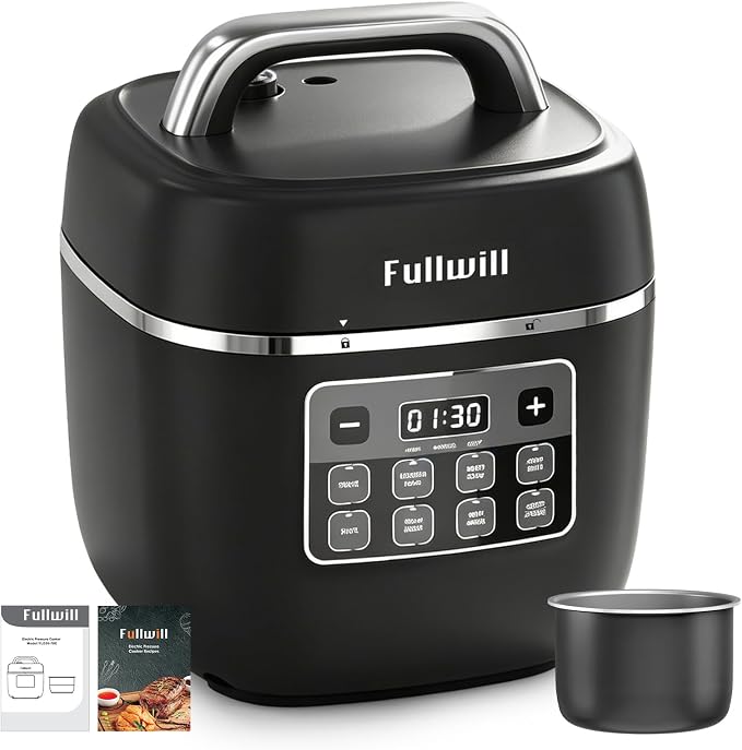Fullwill Electric Pressure Cooker Lite 3 Quarts,7 in1,Slow Cooker, Rice Cooker,Steamer, Sauté, Warmer, Olla de Presion Nonstick Pot
