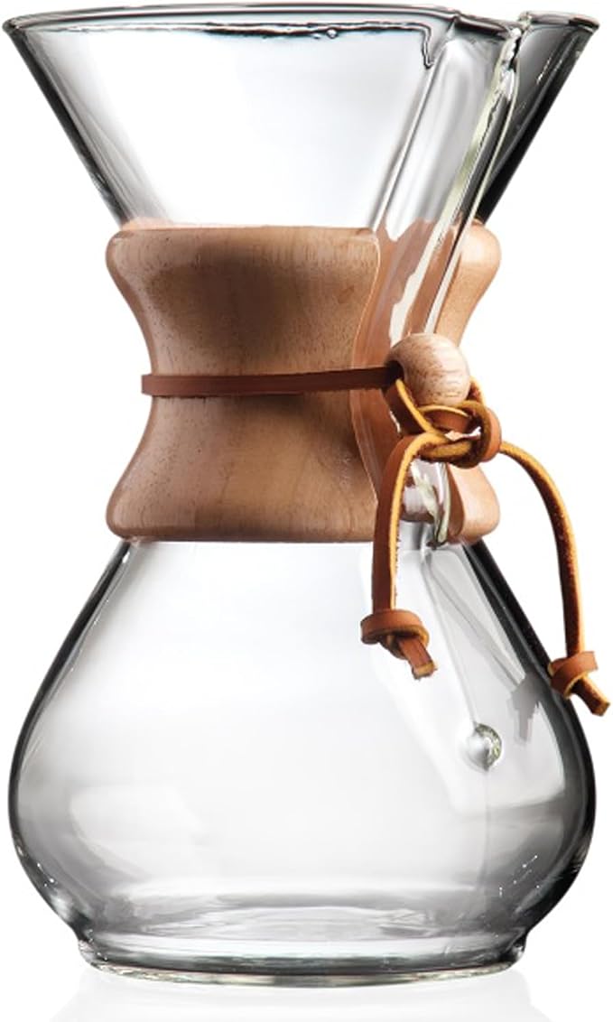 Chemex Pour-Over Glass Coffeemaker - Classic Series - 6-Cup - Exclusive Packaging | Manual Drip Coffee Brewer, Non-Porous Borosilicate Glass, Uses Bonded Filters, Sediment-Free