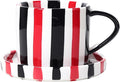 Espresso Cups Ceramic Coffee Mug Series European Striped Dot Coffee Cup And Saucer Mug Cake Plate Afternoon Tea Set Tea Cup And Saucer,Redblack