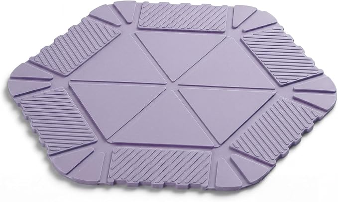 Magnetic Silicone Trivet Mat - Heat Resistant Hot Pad for Hot Dishes, Pots & Pans, Non-Slip Table & Countertop Protector (Purple, Hexagon)