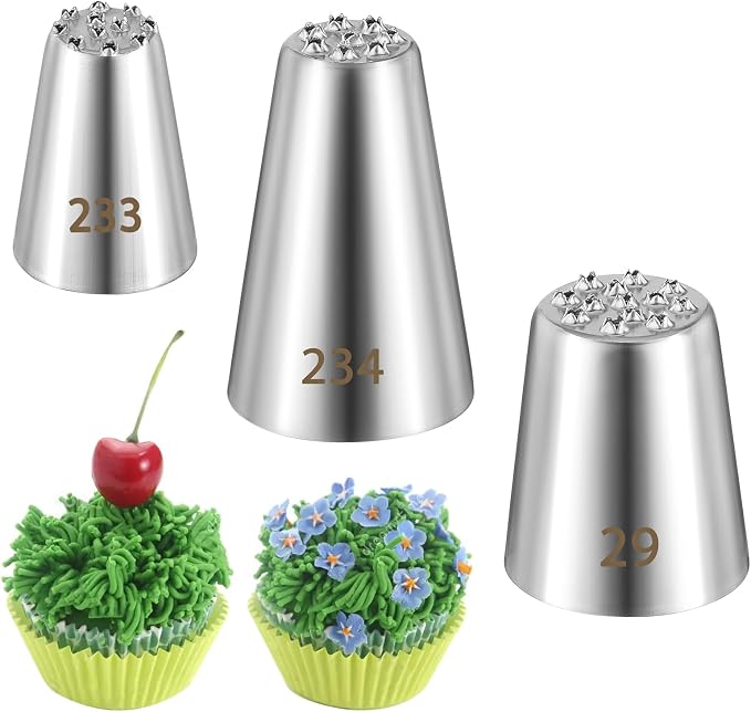 3 PCS Grass Piping Tip, Frosting Tips, Large Piping Tips for Cake Decorating with 233 234 29 Decorating Tip for Frosting, Multi-opening