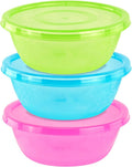 3 Extra Large Serving Bowls with Lids, 5.25 qt, Assorted