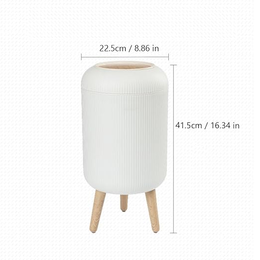 URALFA Bathroom Trash Can with Lid, 3 Gallon / 11L Garbage Can with Pop-Up Lid, Small Dog Proof Trash Cans, Plastic Waste Basket with Removable Legs for Bathroom, Bedroom, Kitchen, Office, White