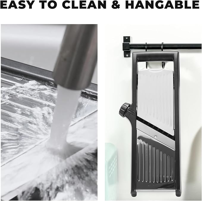 Adjustable Mandoline Slicer 5-in-1 Stainless Steel Vegetable Cutter with Ultra Sharp Blades, Julienne Slicer & Shredder for Potato, Onion