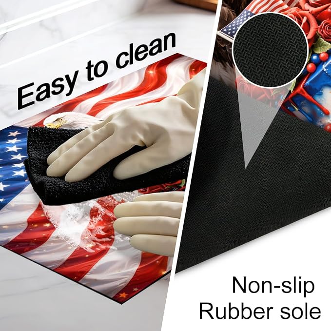 4th of July Bald Eagle American Flag Stove Top Cover 28.4x20.5in | Bald eagle american flag stove top cover 28.4x20.5 in; patriotic 4th of july cooktop mat dishwasher safe machine washable