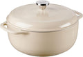 Lodge Essential Enamel Cast Iron Dutch Oven 6 Quarts - Perfect for Bread Baking, Braising, Marinating & Slow Cooking, Features Moisture-Sealing Lid & Dual Handles, Kitchen Essentials, Sandalwood