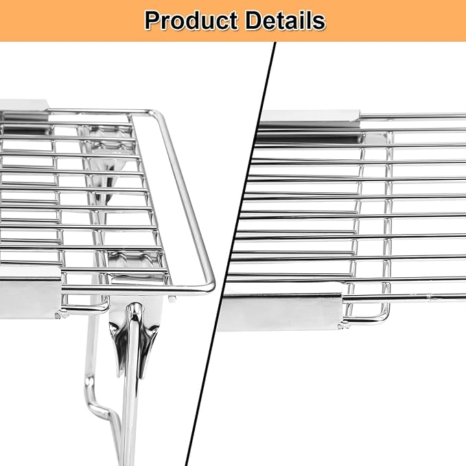 Orgneas Expandable Freezer Shelf Cooler Shelf Organizer 15.8"-22" | Thickened Heavy Duty Cabinet Shelf Riser Rack Organizer and Storage for Kitchen Pantry Refrigerator, 2Pcs