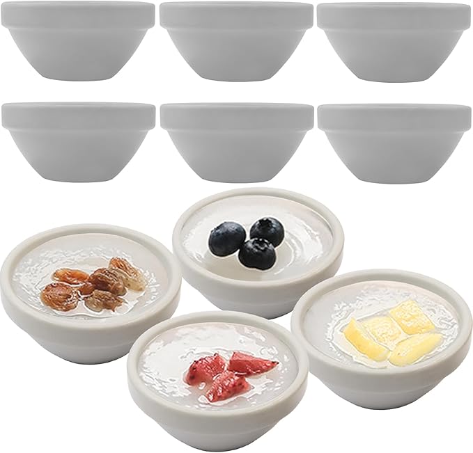 3in 2.5oz Small Ceramic Ramekins Custard Bowls, 10 Pack Mini Soy Dipping Sauce Cups Pinch Bowl, Little Kitchen Condiment Ingredient Prep Salad Dishes, Dishwasher Microwave Freezer Safe