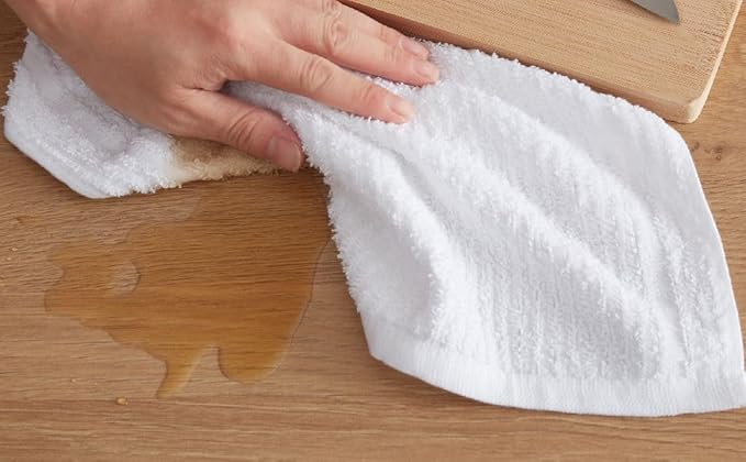 Textila Bar Mop Towels - 16x19 Inches - Pack of 12 - White - Cotton Dish Cloths & Cleaning Towels for Kitchen, Bar, Restaurant, Household Use – Absorbent, Durable, Reusable