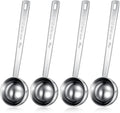 Geiserailie 4 Pcs 2 Tablespoon Scoops with Long Handle, 30 ml Stainless Steel Measuring Spoon for Coffee Milk Fruit Powder, Loose Tea Dry, Spice Jar, Cooking Baking, and Other Dry Goods