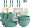 Wheat Straw Dinnerware Sets, Homienly 20pcs Unbreakable Microwave Dishwasher Safe Tableware Lightweight Bowls, Cups, Plates Set Reusable Dinner Plates Bowls set (Green)