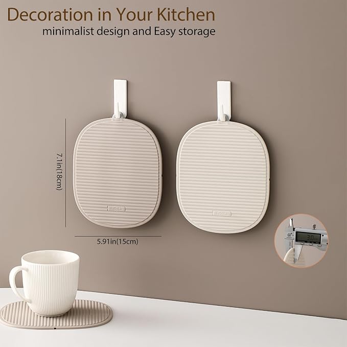 Silicone Trivet Mat for Hot Dishes(2 Pack), Hot Pots and Pans, Pot Holder, Hot Pad to Portect Your Table and Countertop, Kitchen Decor and Accessories, BPA Free,7.1in x 5.91in,2 Colors
