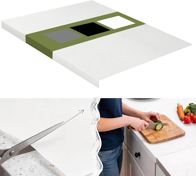 Silicone Mat for Kitchen Counter with Edge Protection – Quartz Countertop Protector, Heat Resistant & Non-Slip, Easy Clean, 100% Food Grade Silicone, 28"x20" (Translucent)