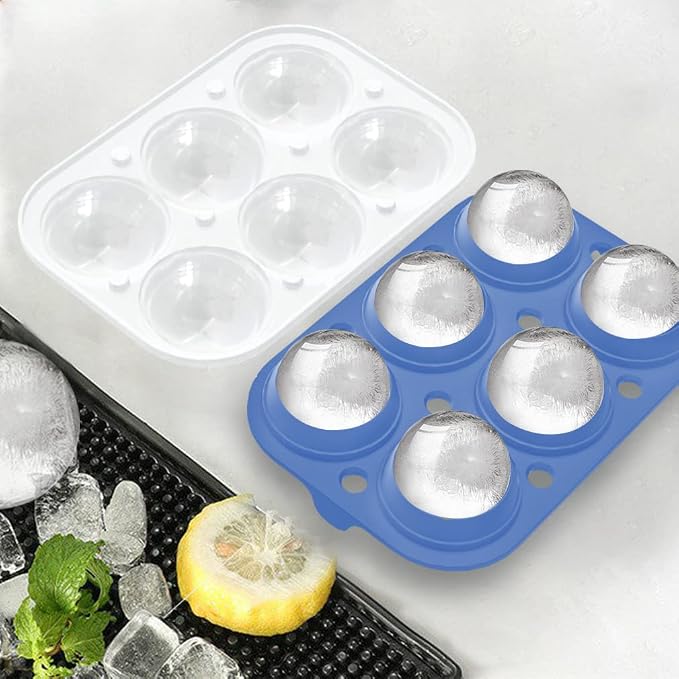 2 Pack Ice Cube Tray, 2" Sphere Ice Ball Mold with Lid & Large Square Maker | Perfect for Whiskey, Cocktails, Bourbon, and Homemade Drinks, Creating Slow-Melting Ice That Keeps Beverages Chilled Longer