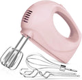 Showvigor Electric Hand Mixer with 5 Stainless Steel Whisks,5 Speed,Pink | Portable Kitchen Mixer Electric Whisk, Food Beater for Whipping Mixing Cookies