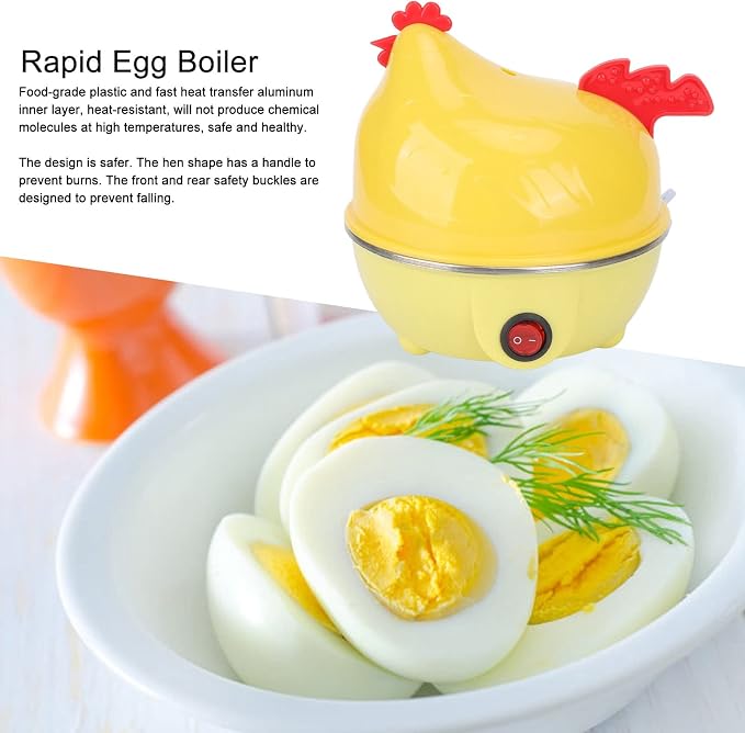 Egg Cooker, Electric Egg Cooker Multifunction Chicken Shape Rapid Egg Boiler 7 Egg Capacity Automatic Shut Off Mini Breakfast Machine(US 110V)