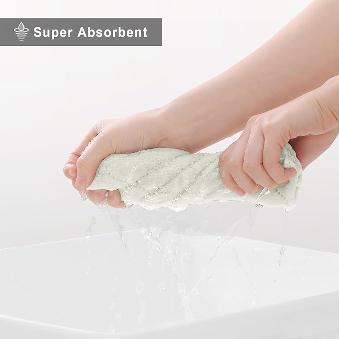 Homaxy 12 Pack Super Soft Absorbent Dish Cloths, 13" x 19", White | Coral Velvet, Nonstick Oil Fast Drying Microfiber Cleaning Cloth, No Lint Dishcloths for washing and drying
