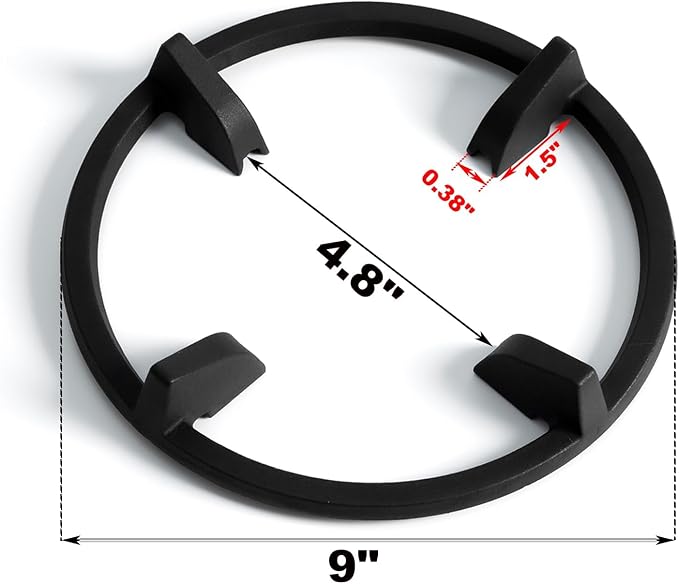 Wok Ring, 9 Inch Wok Support Ring Gas Stove Cast Iron Non Slip Gas Stove Top Burner Rings Wok Pan Stand Holder Gas Range Replacement Parts for GE, KitchenAid, Samsung, Whirlpool, Kenmore, Frigidaire