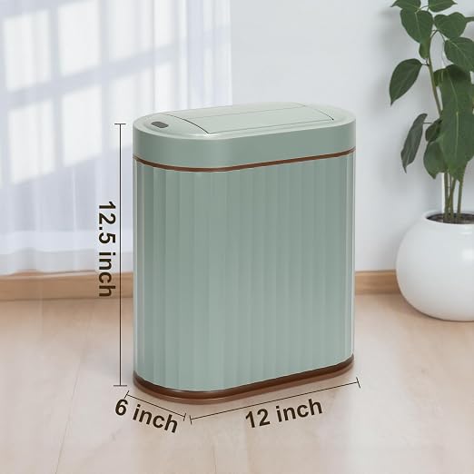 SYNCVIBE Bathroom Sensor Trash Can, 2 Gallon, Butterfly Lid, Green | Automatic Garbage Can, IPX5 Waterproof Trash Bin, Under-Counter Wastebasket for Kitchen, Office and Living Room