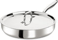 12 Inch Tri-Ply Stainless Steel Frying Pan, Frying Pan with Lid, PFOA/PTFE Free Skillet, Induction Cooking Pans, Dishwasher & Oven Broiler Safe 600F, Professional Cookware, Heavy Duty & Even Heat