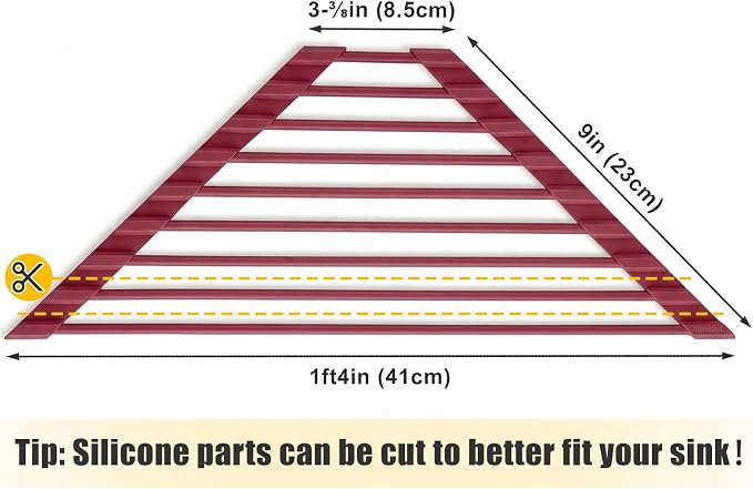 Tomorotec Roll Up Dish Drying Rack with Silicone Coating, Wine Red | 304 Stainless Steel with BPA-Free Silicone, Triangle Design Maximizes Sink Corner Space, Fits Compact Kitchens And RVs